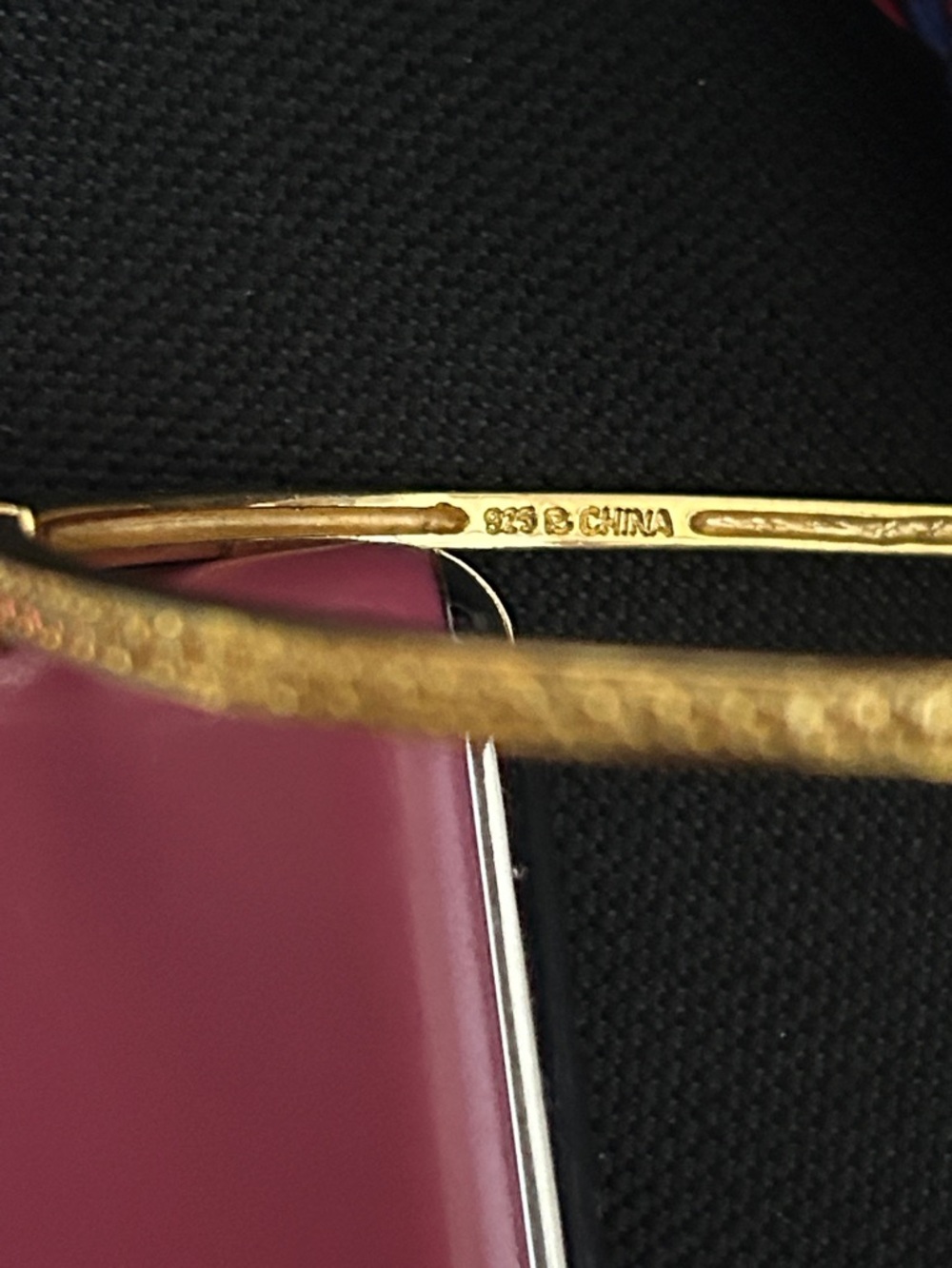 Gold-Tone 925 Silver Textured Women's Bangle Bracelet - Elegant Classic Style - Picture 7 of 7